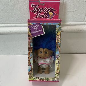 Vtg Ace Novelty Treasure Troll Wishstone Novelty Blue Hair Pajamas Box
